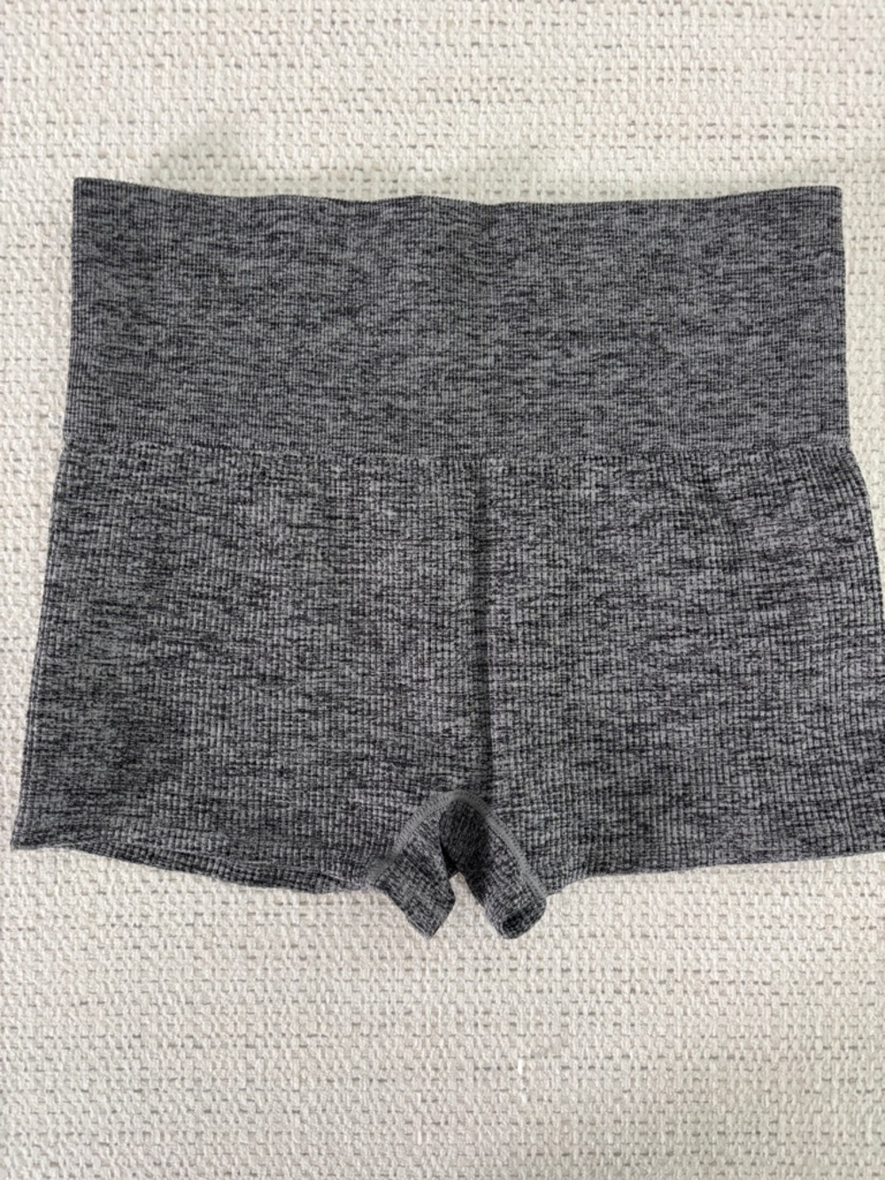 Colsie Ribbed Bike Shorts, Heathered Gray, Size Large